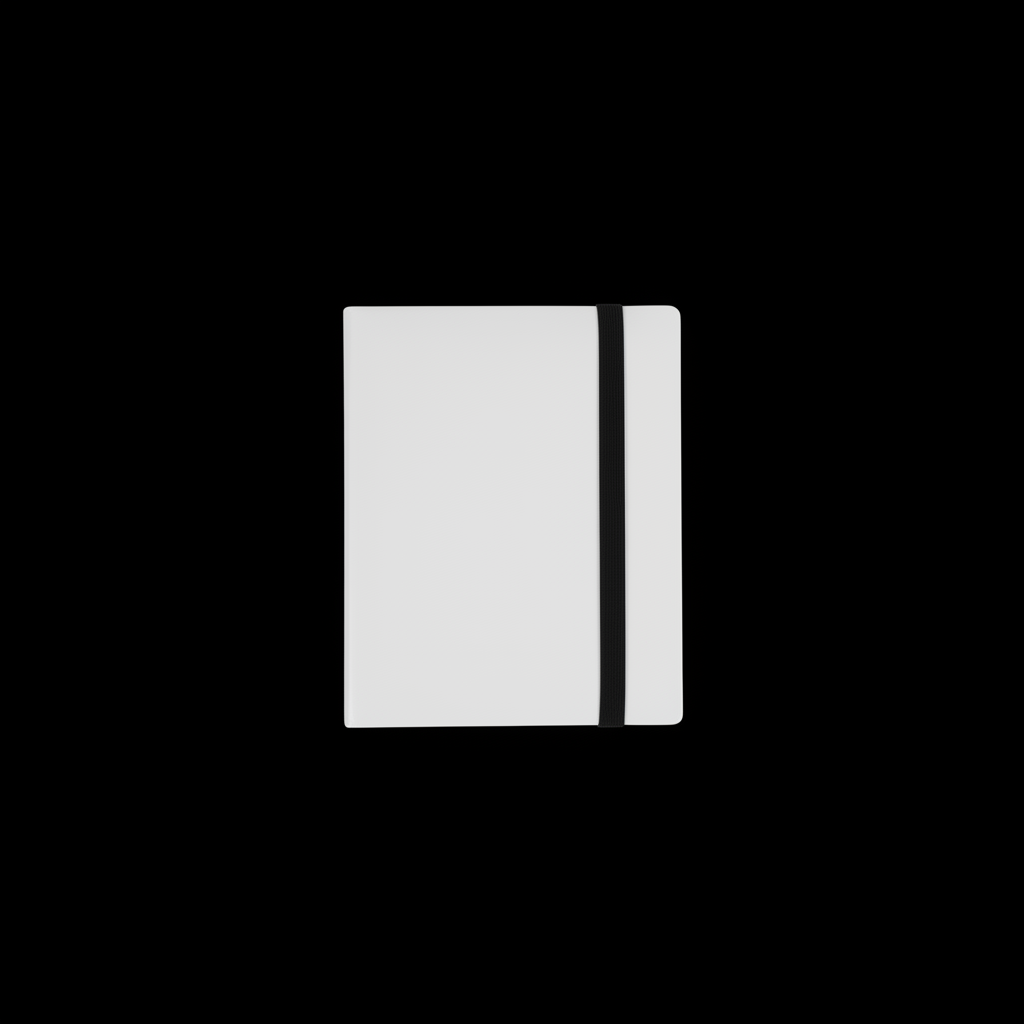 White trading card binder on black background