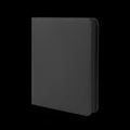 Black 9-pocket toploader binder on black background