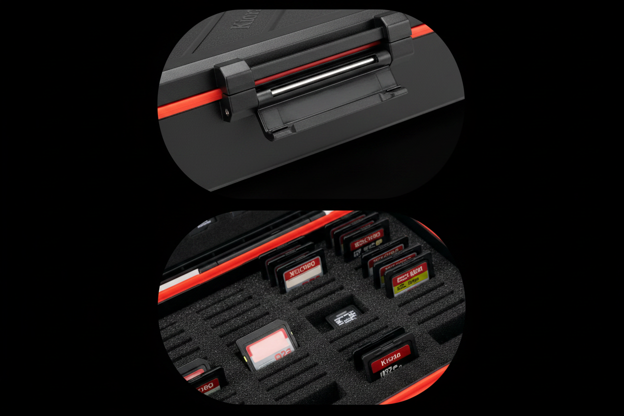 Memory Card Case - Locking Latch and Foam Interior